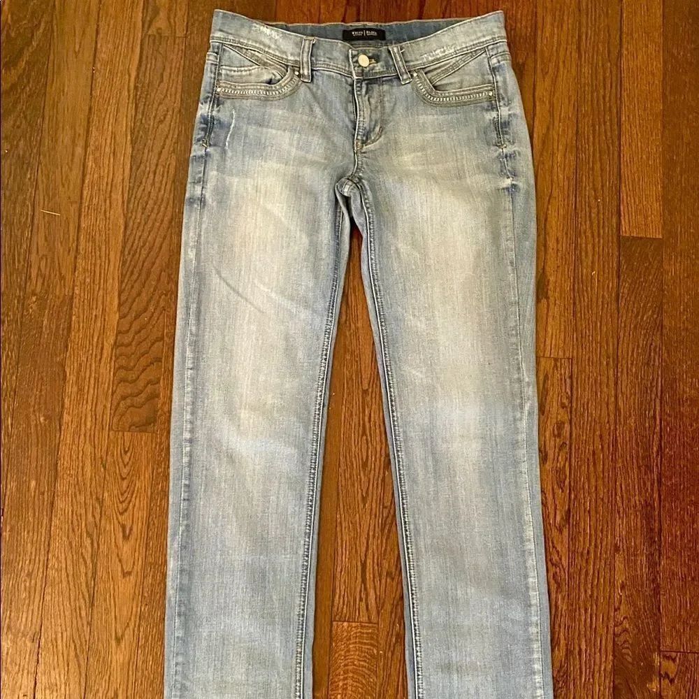 WHBM Noir Sz 4 Slim Leg Embellished Jeans EUC